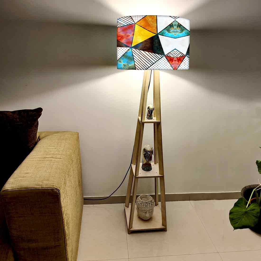 Standing Lamps for Living Room with Shelf - Colorful Stone Nutcase