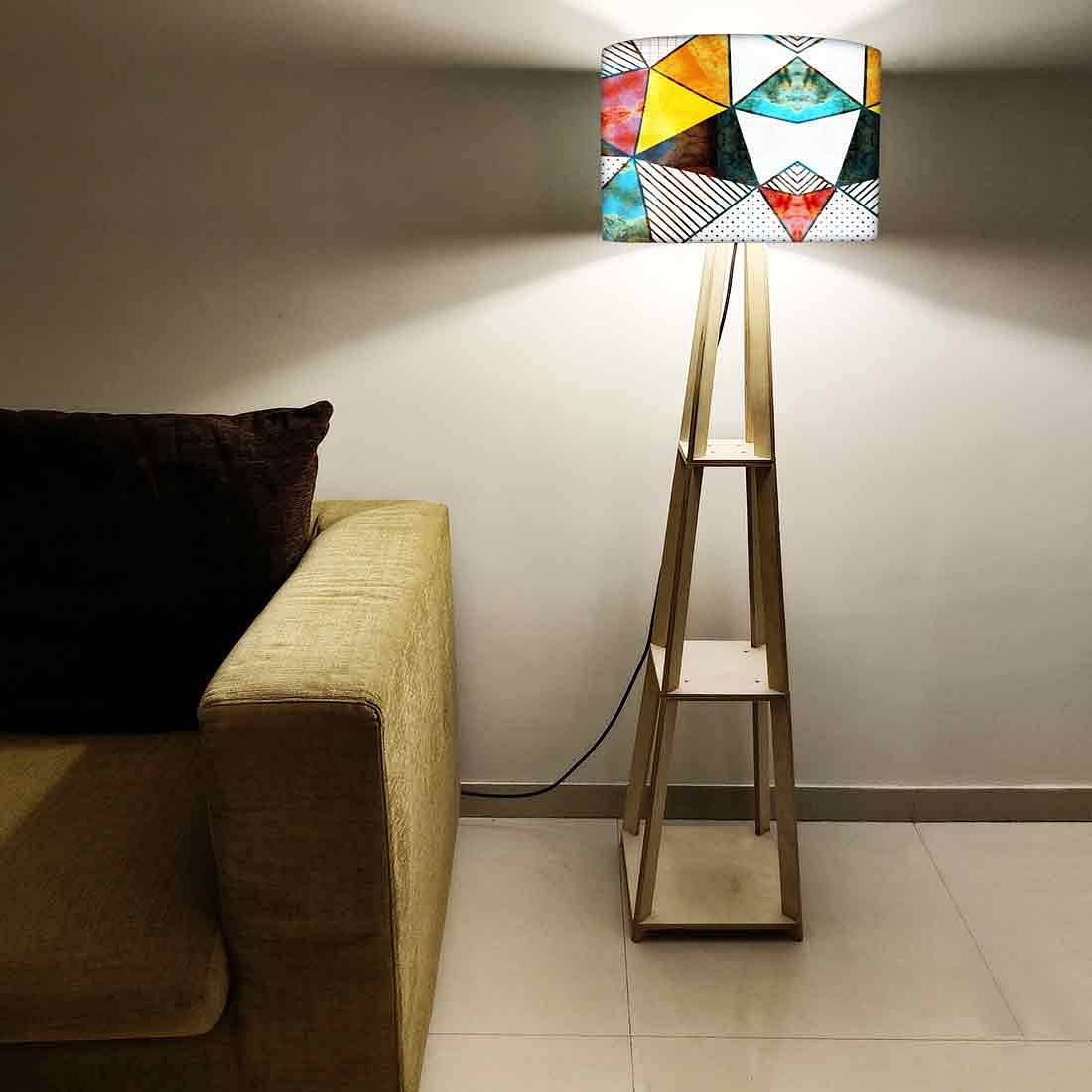 Standing Lamps for Living Room with Shelf - Colorful Stone Nutcase