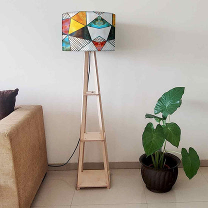 Standing Lamps for Living Room with Shelf - Colorful Stone Nutcase