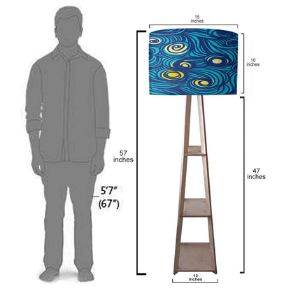 Wooden Shelf Tripod Floor Lamp for Bedroom Nutcase