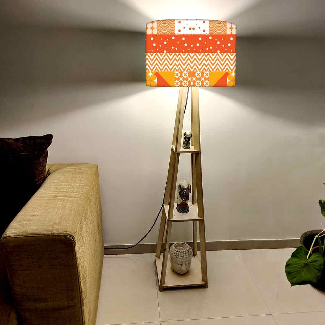 Wooden Floor Lamp with Shelf for Bedside Lights Nutcase