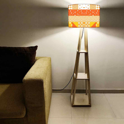 Wooden Floor Lamp with Shelf for Bedside Lights Nutcase