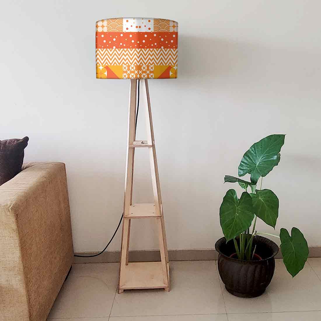 Wooden Floor Lamp with Shelf for Bedside Lights Nutcase