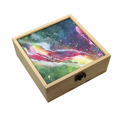 Jewellery Box Makepup Organizer -  Space Green Watercolor Nutcase