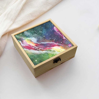 Jewellery Box Makepup Organizer -  Space Green Watercolor Nutcase