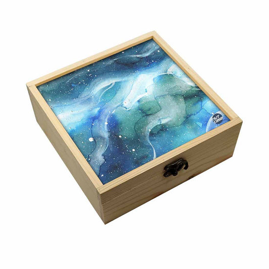 Jewellery Box Makepup Organizer -  Space Dark Blue Watercolor Nutcase