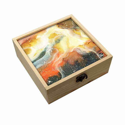 Jewellery Box Makepup Organizer -  Yellow And Green Space Watercolor Nutcase