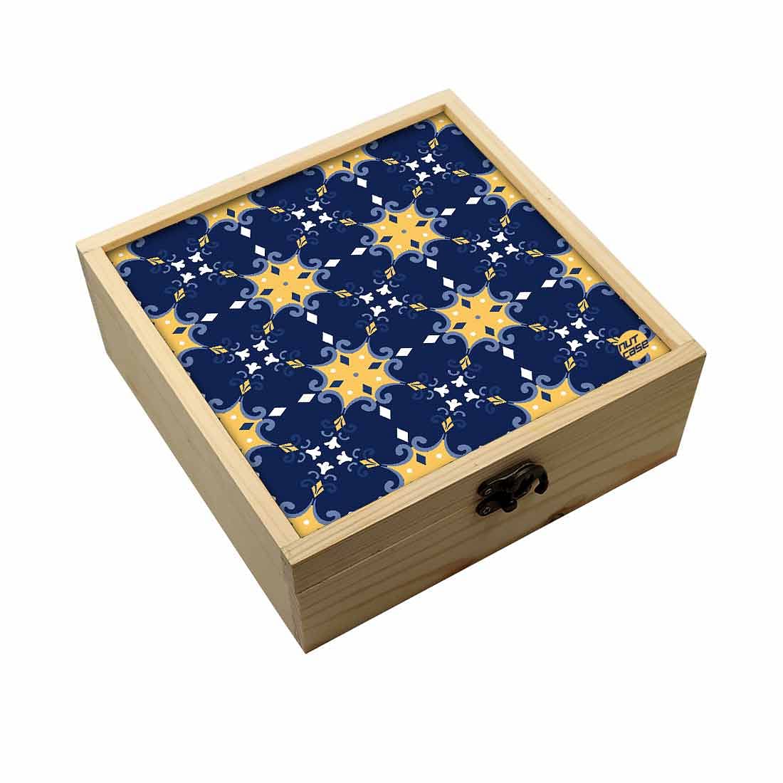 Jewellery Box Makepup Organizer -  Blue Yellow Design Nutcase