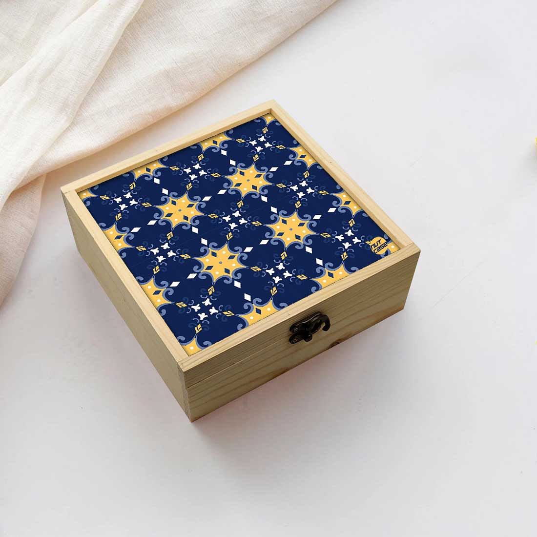 Jewellery Box Makepup Organizer -  Blue Yellow Design Nutcase