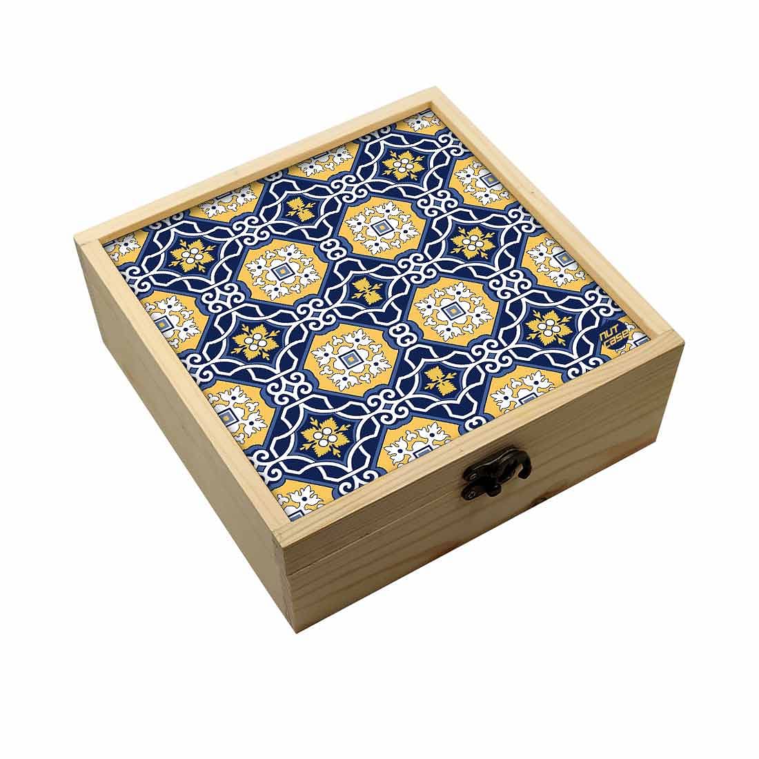 Jewellery Box Makepup Organizer -  Floral Spanish Pattern Nutcase