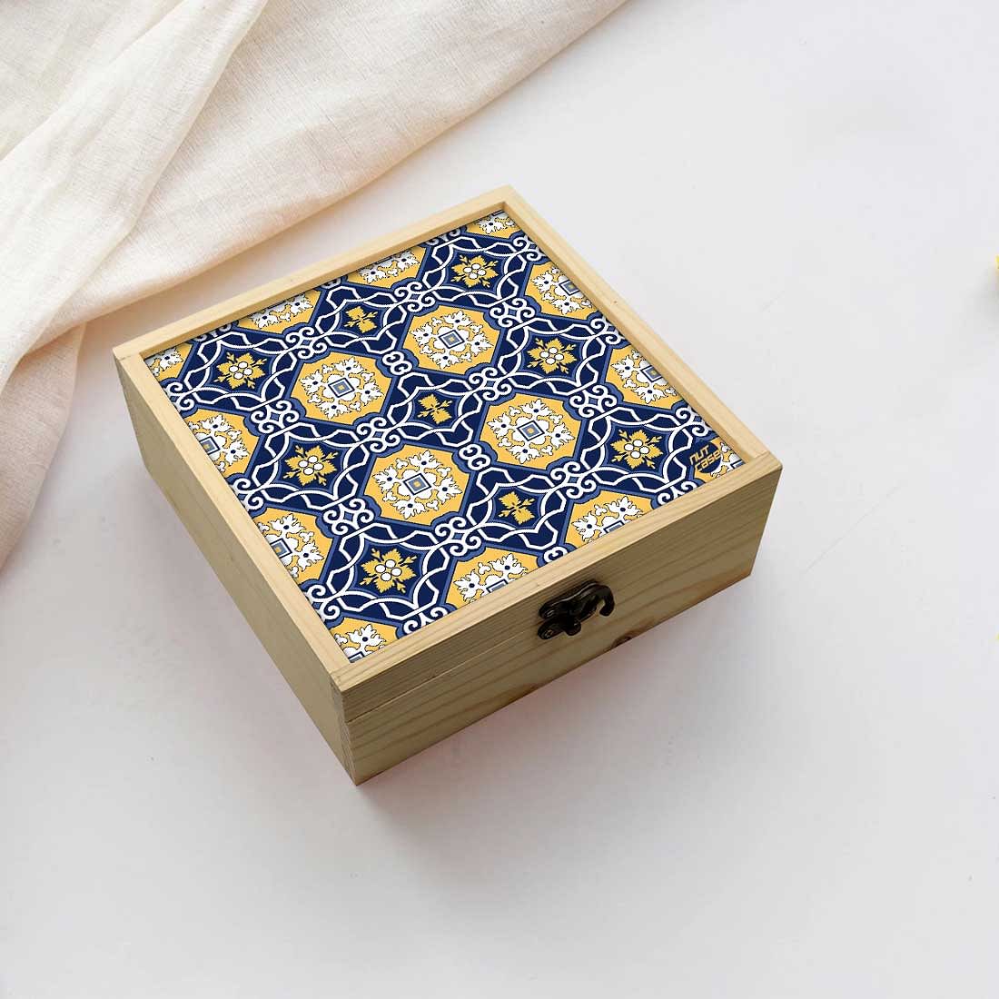 Jewellery Box Makepup Organizer -  Floral Spanish Pattern Nutcase