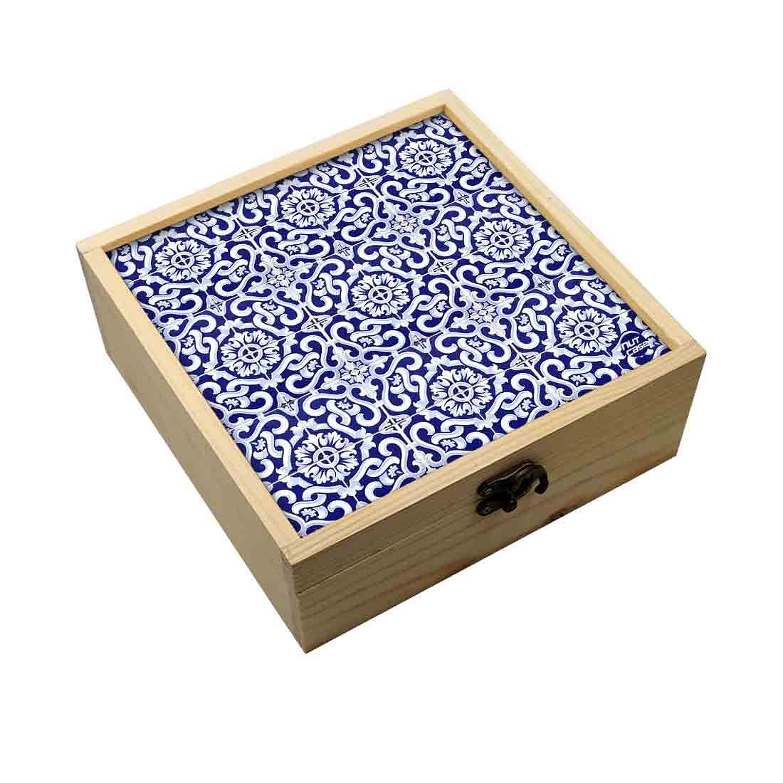 Jewellery Box Wooden Jewelry Organizer -  Spanish Tiles Nutcase