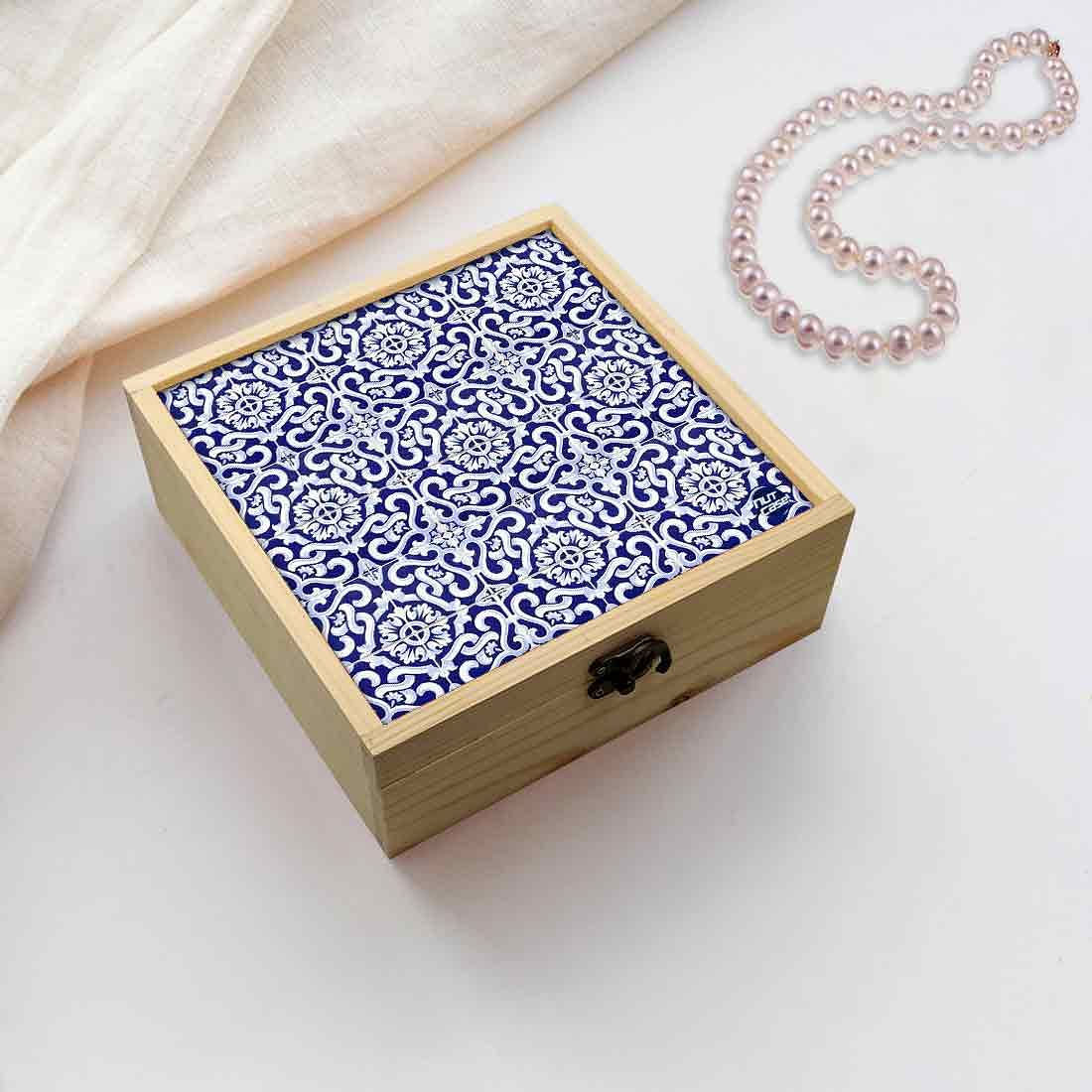 Jewellery Box Wooden Jewelry Organizer -  Spanish Tiles Nutcase