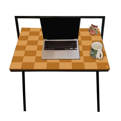 Study Table for Office Work Foldable Writing Desk-Brown Chess Nutcase