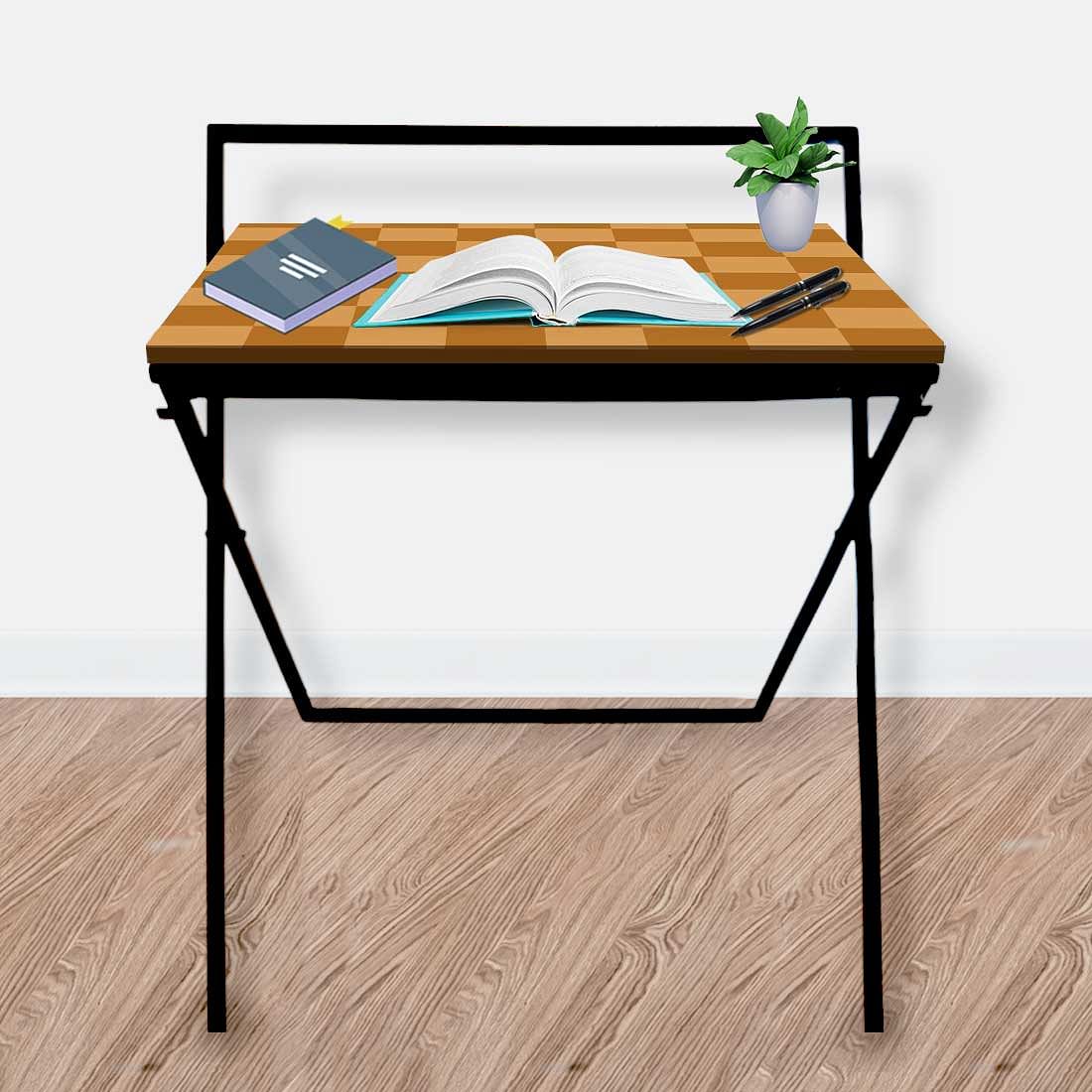 Study Table for Office Work Foldable Writing Desk-Brown Chess Nutcase