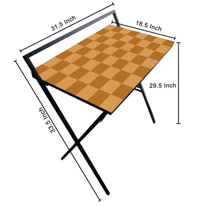 Study Table for Office Work Foldable Writing Desk-Brown Chess Nutcase