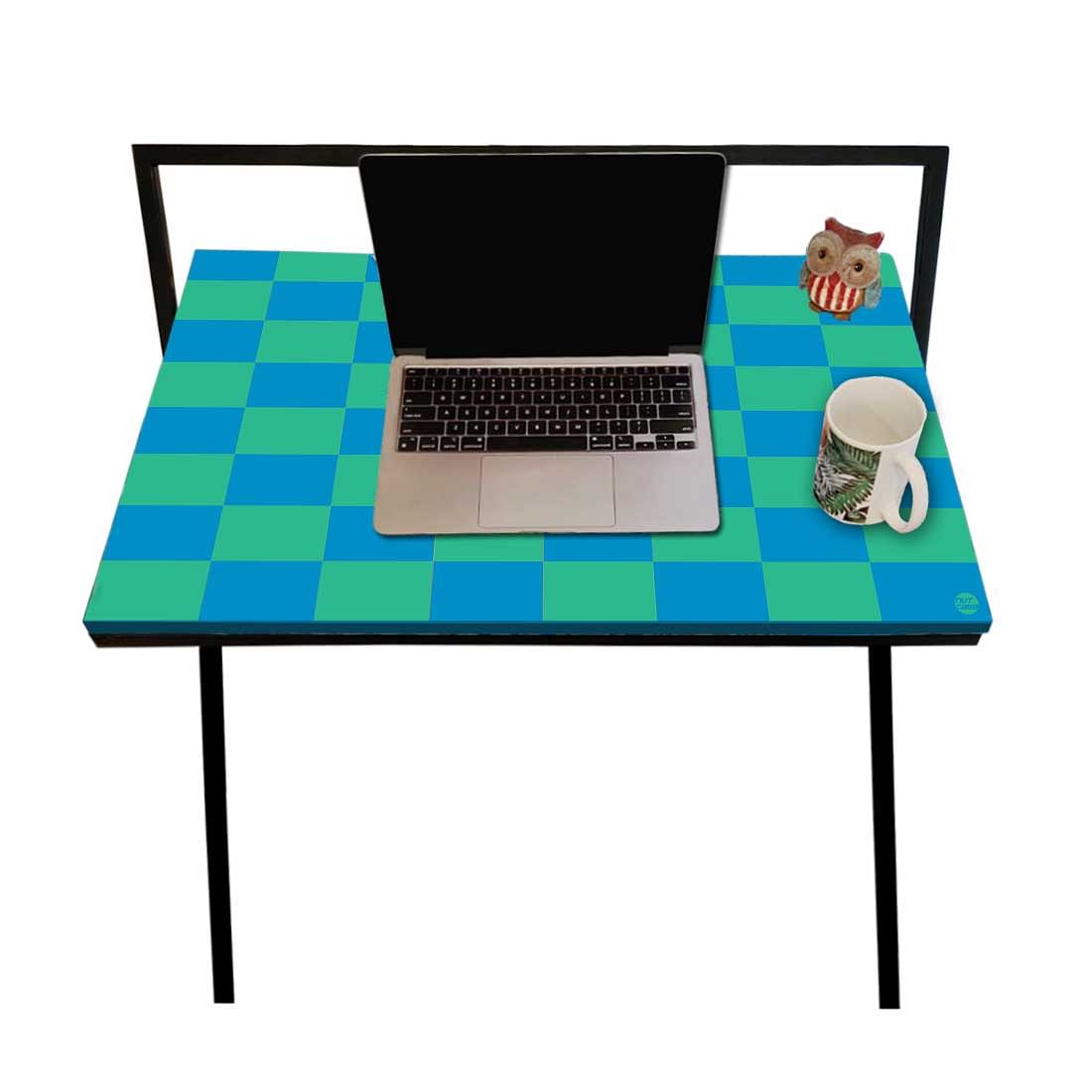 Folding Laptop Table WFH Computer Work Desk for Home-Blue Chess Nutcase