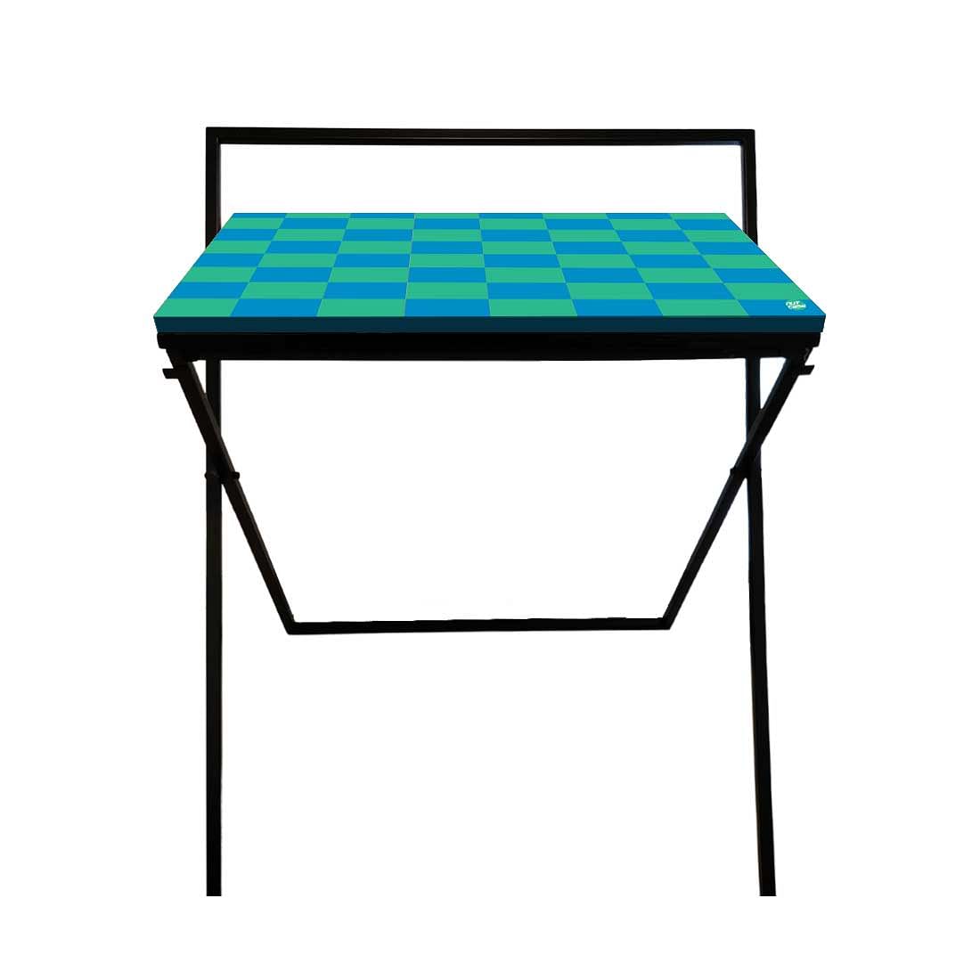 Folding Laptop Table WFH Computer Work Desk for Home-Blue Chess Nutcase