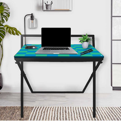 Folding Laptop Table WFH Computer Work Desk for Home-Blue Chess Nutcase