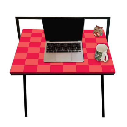 Foldable Small Computer Table for Work Desk - Pink Chess Nutcase