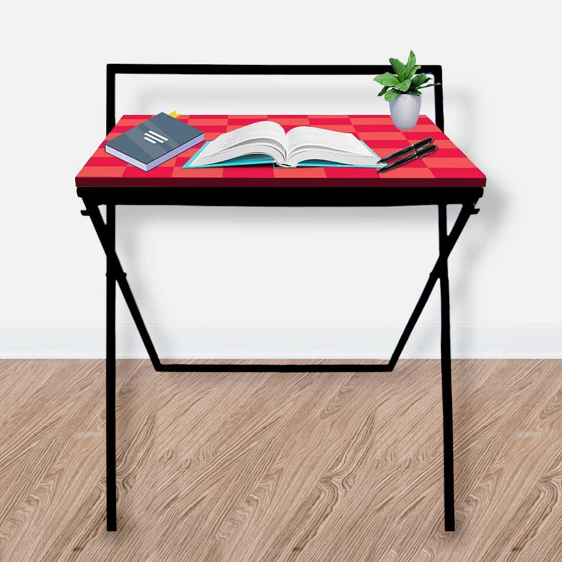 Foldable Small Computer Table for Work Desk - Pink Chess Nutcase