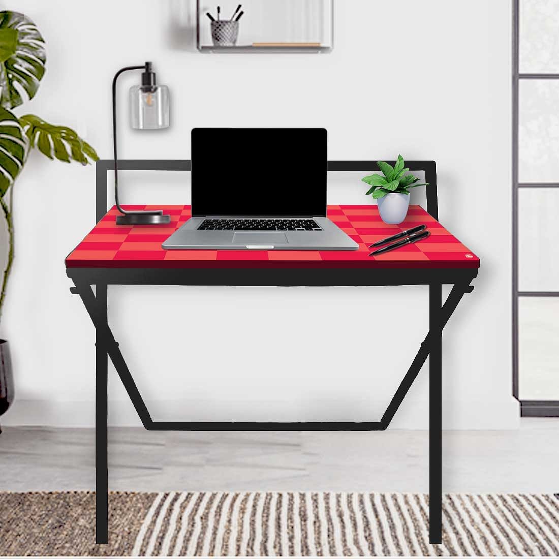 Foldable Small Computer Table for Work Desk - Pink Chess Nutcase