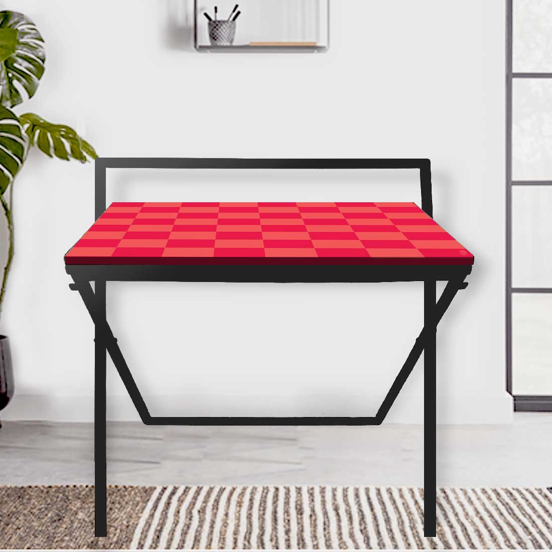Foldable Small Computer Table for Work Desk - Pink Chess Nutcase