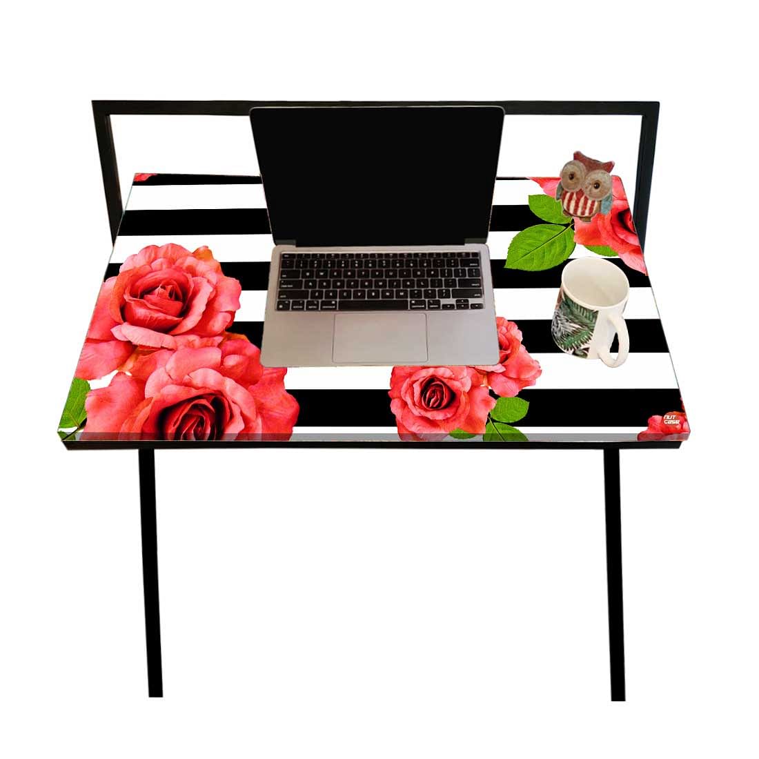 Best Foldable Computer Desk for Work From Home - Floral Stripes Nutcase