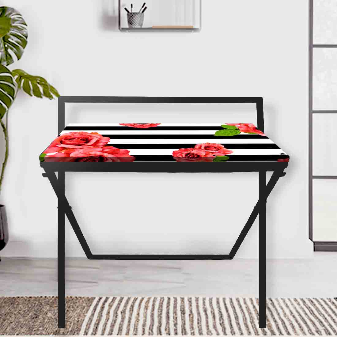 Best Foldable Computer Desk for Work From Home - Floral Stripes Nutcase