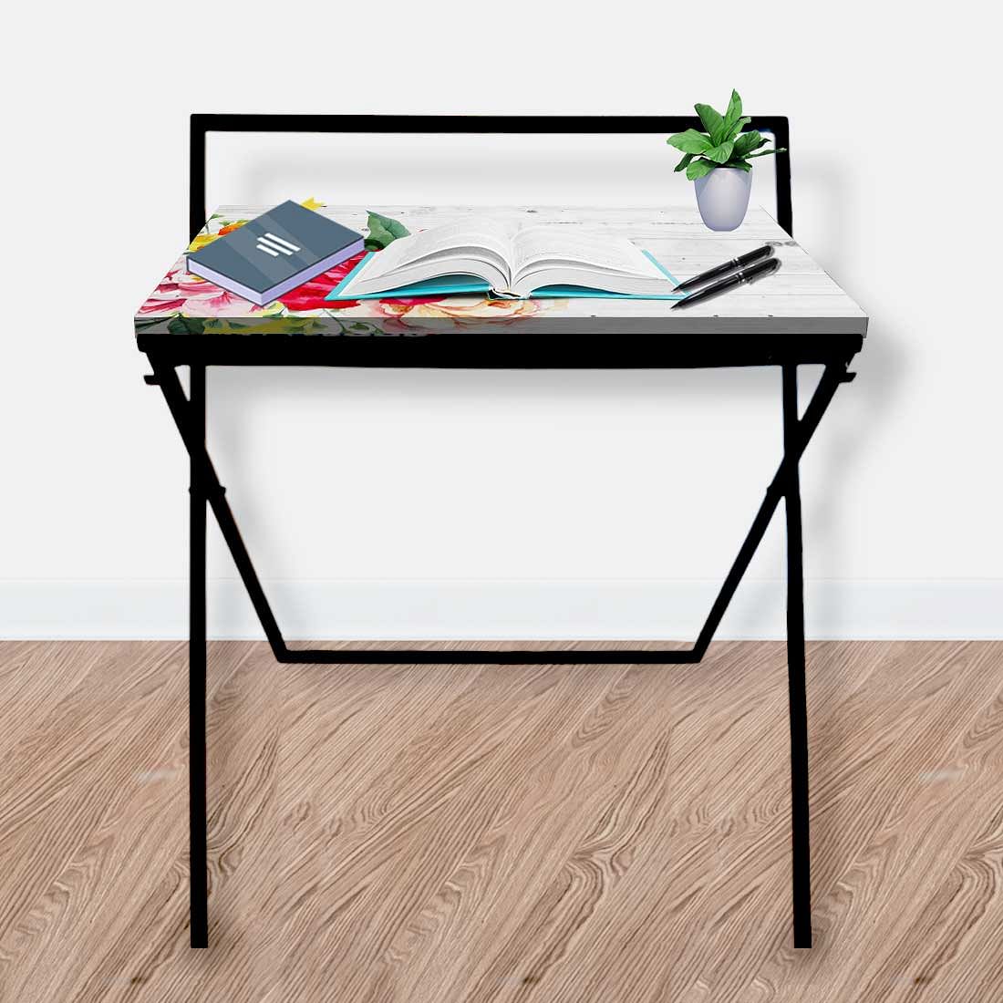 Folding WFH Table Study Desk for Home Bedroom-Vintage Floral Nutcase
