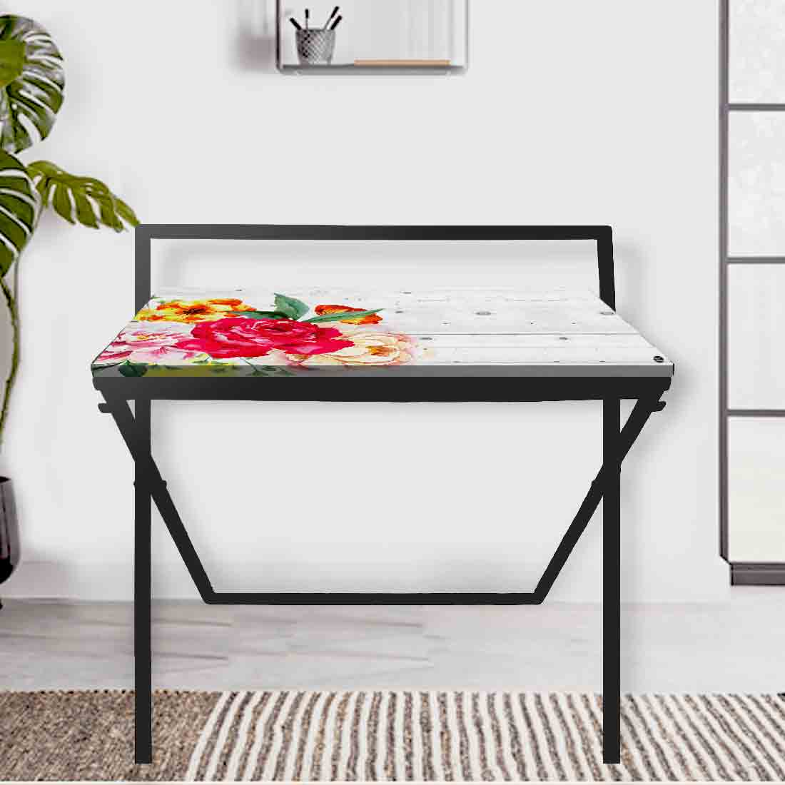 Folding WFH Table Study Desk for Home Bedroom-Vintage Floral Nutcase