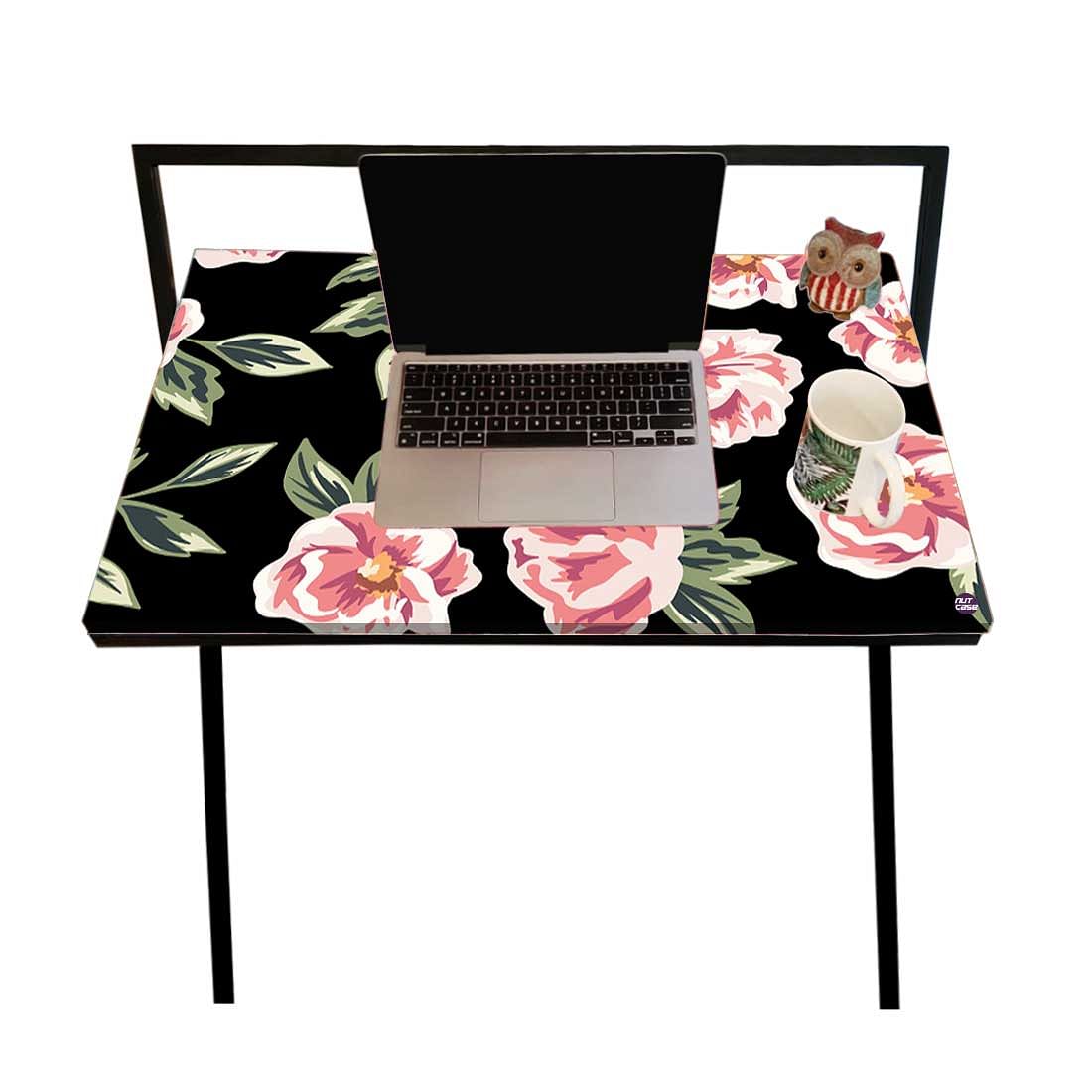 Foldable WFH Desk Study Table for Adults Students-Black Floral Nutcase