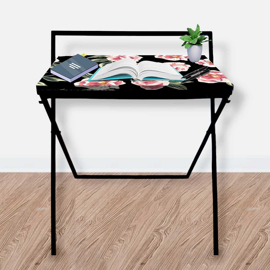 Foldable WFH Desk Study Table for Adults Students-Black Floral Nutcase