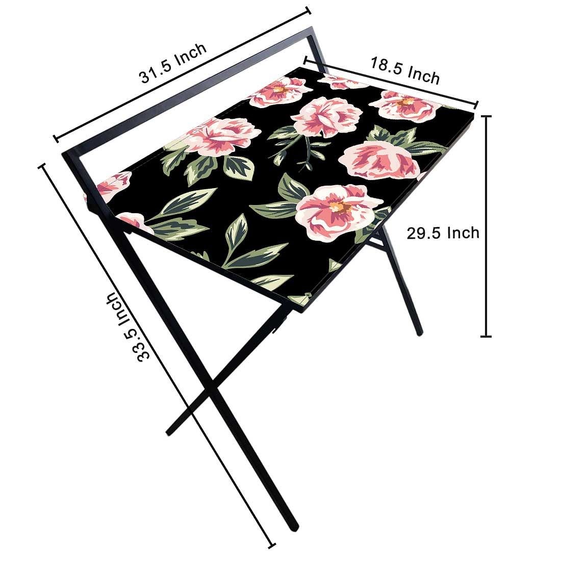 Foldable WFH Desk Study Table for Adults Students-Black Floral Nutcase