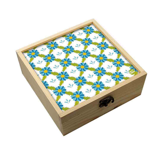 Jewellery Box Wooden Jewelry Organizer -  Blue Flower Summer Collection Nutcase