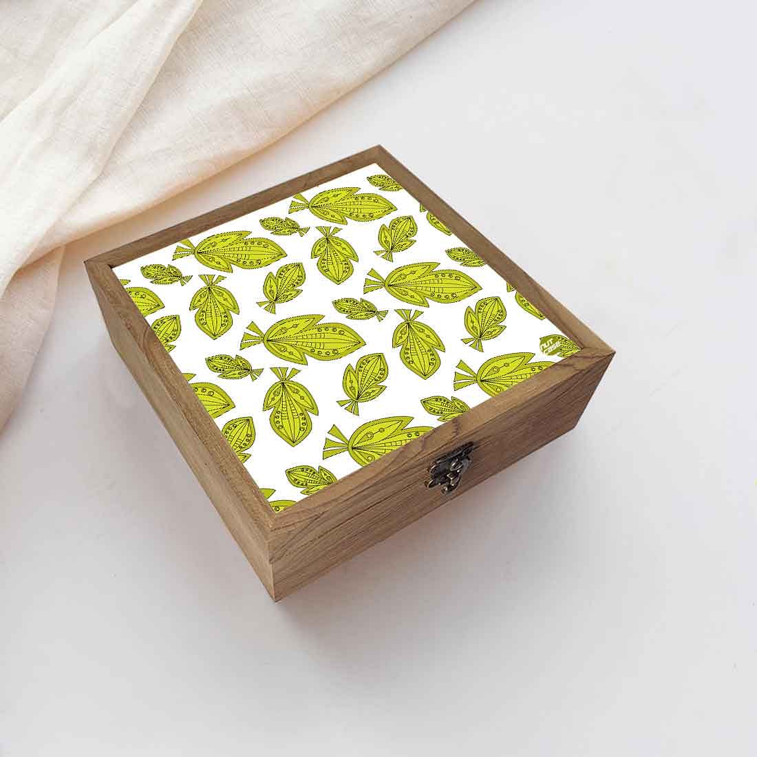 Nutcase Designer Wooden Jewellery Box Organizer  - Unique Gifts -Green Leaf Summer Collection Nutcase