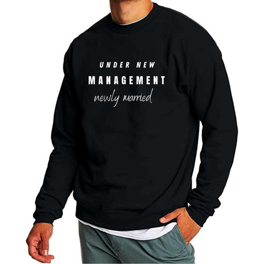 Black Sweatshirt Printed Full Sleeves for Men - Newly Married
