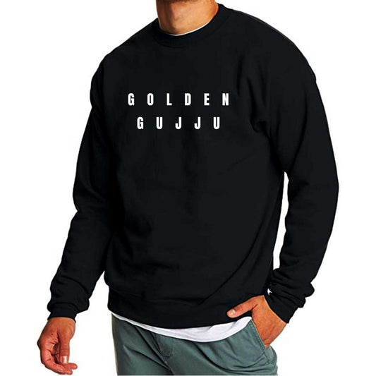 Black Printed Sweatshirt Mens Text on Back Print Crewneck Sweater - Golden Gujju