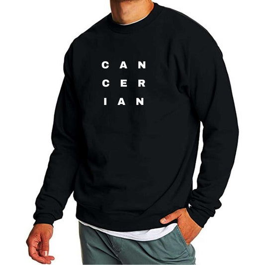 Black Cotton Sweatshirts Printed for Men Plus Size - Cancerian