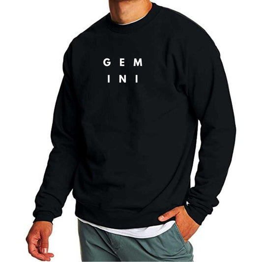 Crewneck Back Print Sweatshirt for Men Full Sleeves - Gemini