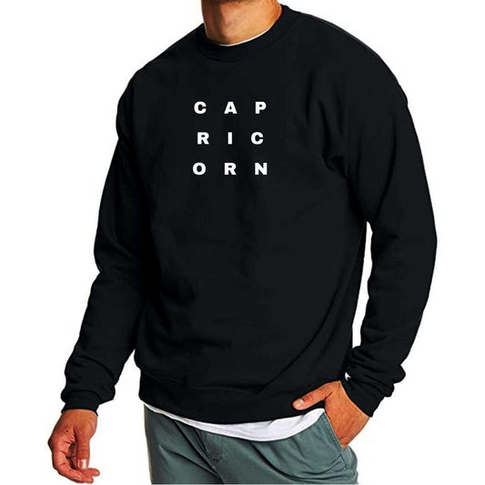 Printed Sweatshirt Mens with Text on Back Print - Capricorn