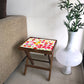 Wooden Side Table for Bedroom Decor - Colorful Flower