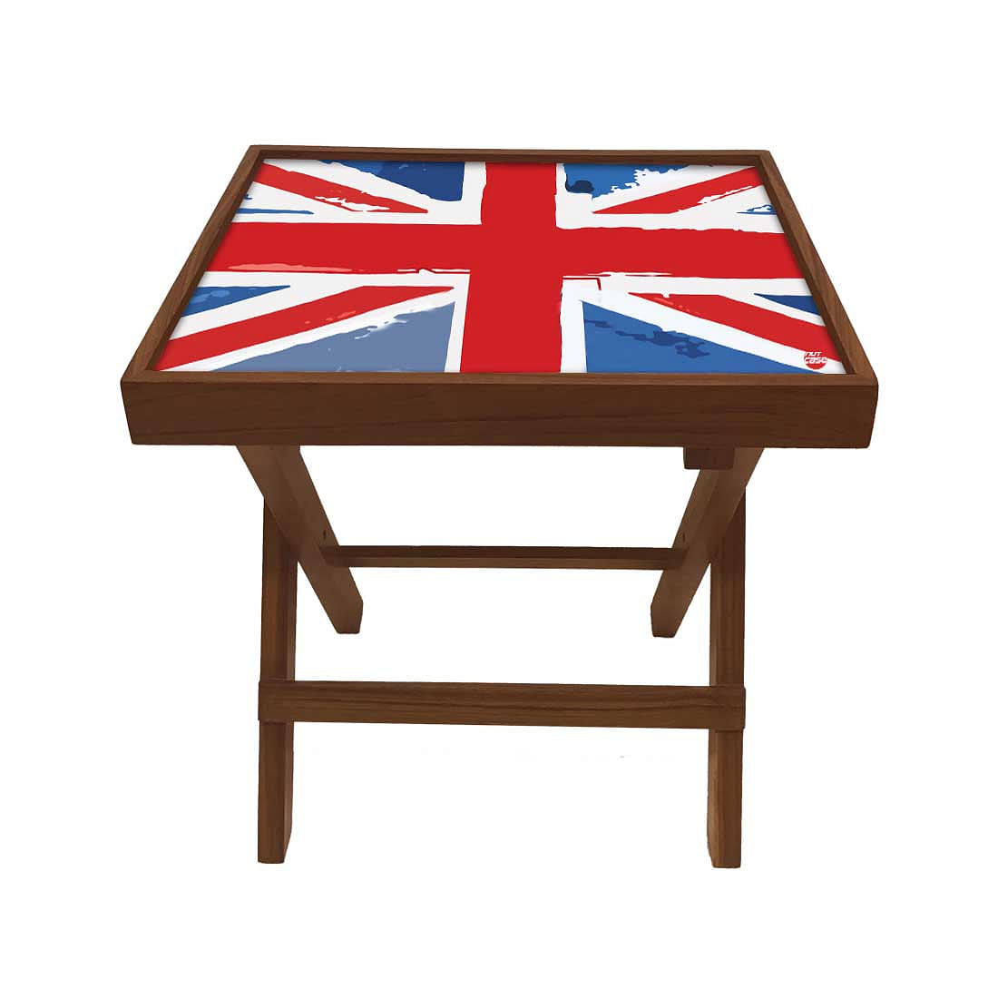Nutcase Folding Living Room Side Table - Teak Wood -British Flag Nutcase