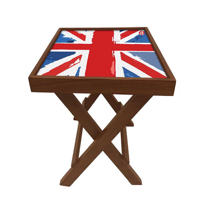 Nutcase Folding Living Room Side Table - Teak Wood -British Flag Nutcase