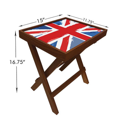 Nutcase Folding Living Room Side Table - Teak Wood -British Flag Nutcase