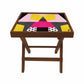 Folding Side Table Near Bed - Teak Wood -Geometric Nutcase