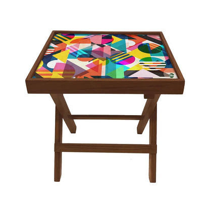 Folding Side Table - Teak Wood -Retro Art Design Nutcase