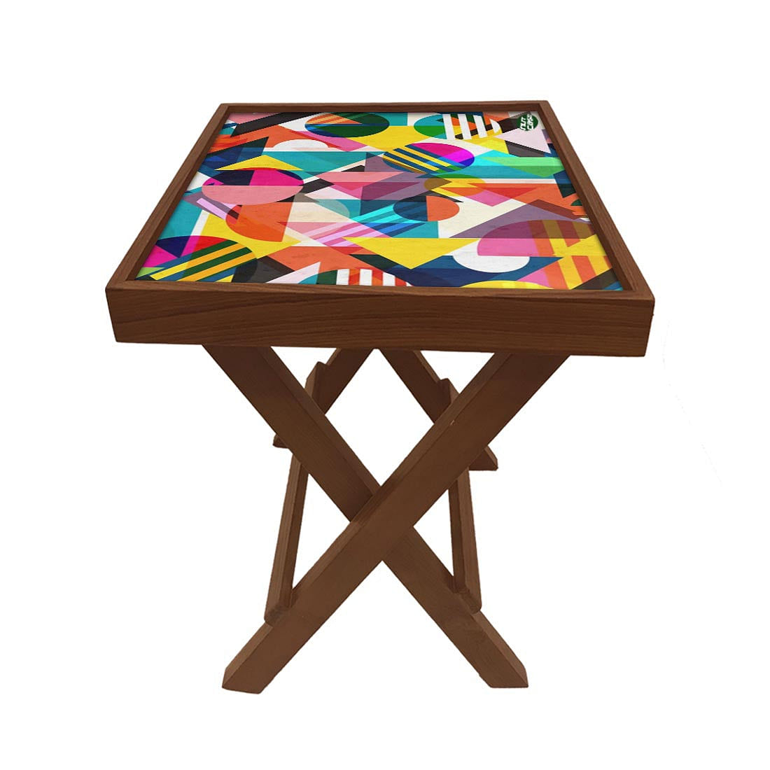 Folding Side Table - Teak Wood -Retro Art Design Nutcase