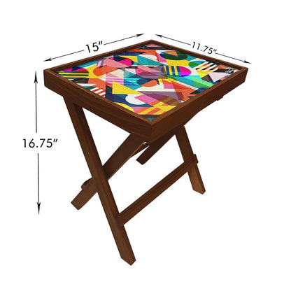 Folding Side Table - Teak Wood -Retro Art Design Nutcase