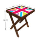 Folding Side Table - Teak Wood -Colorful Strips Nutcase